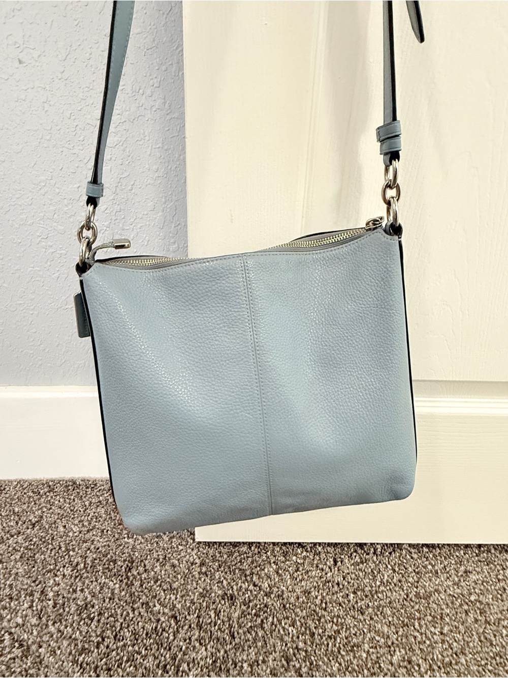 Coach Pebbled Leather Crossbody in Pale Blue - Picture 3 of 5
